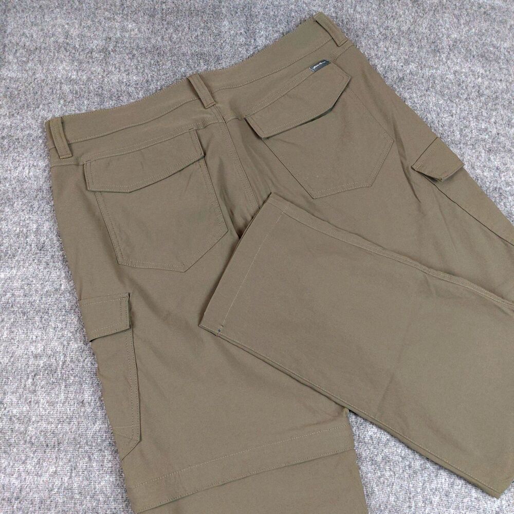 Eddie Bauer Convertible Cargo Hiking Pants Men's 34x32 (Fit 35x31) Green Nylon